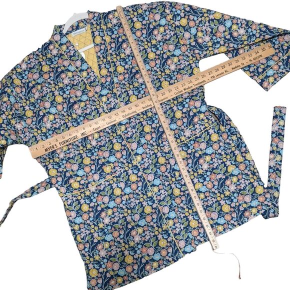 NWT  Mahogany Elsa quilted floral robe jacket belted oversized short cotton S/M - Picture 3 of 9